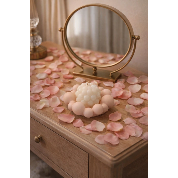 Pembe Bubble Mumluk/ Kolye, Küpe Organizeri & Beyaz Bubble Mum-Yatak Odası Dekoru