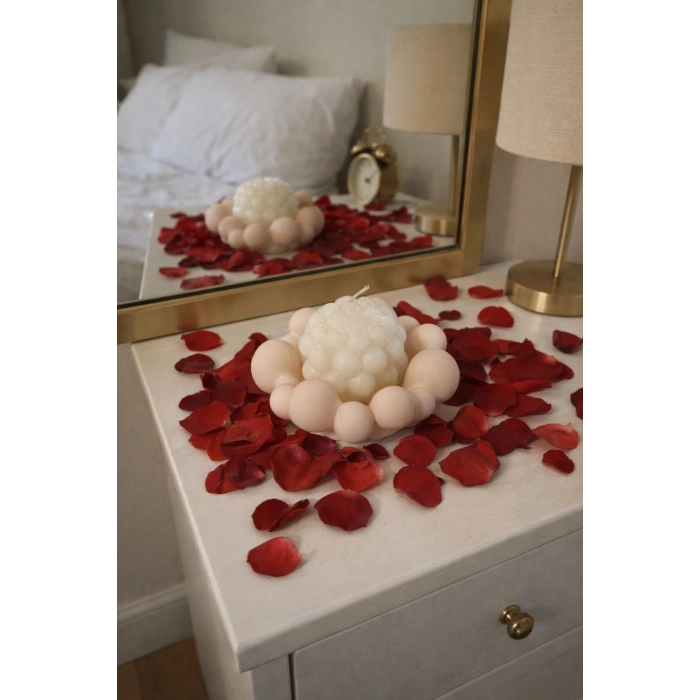 Pembe Bubble Mumluk/ Kolye, Küpe Organizeri & Beyaz Bubble Mum-Yatak Odası Dekoru