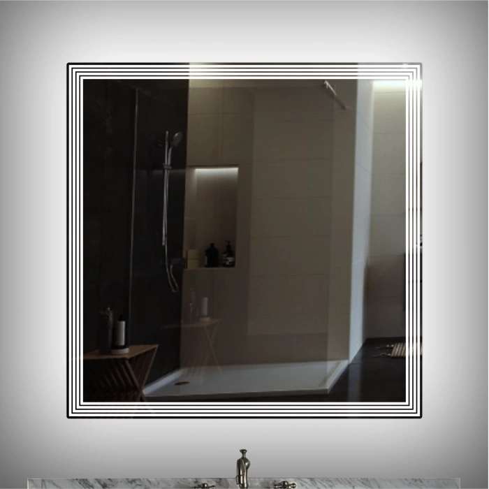 LASER SANDBLASTED LED SQUARE MIRROR