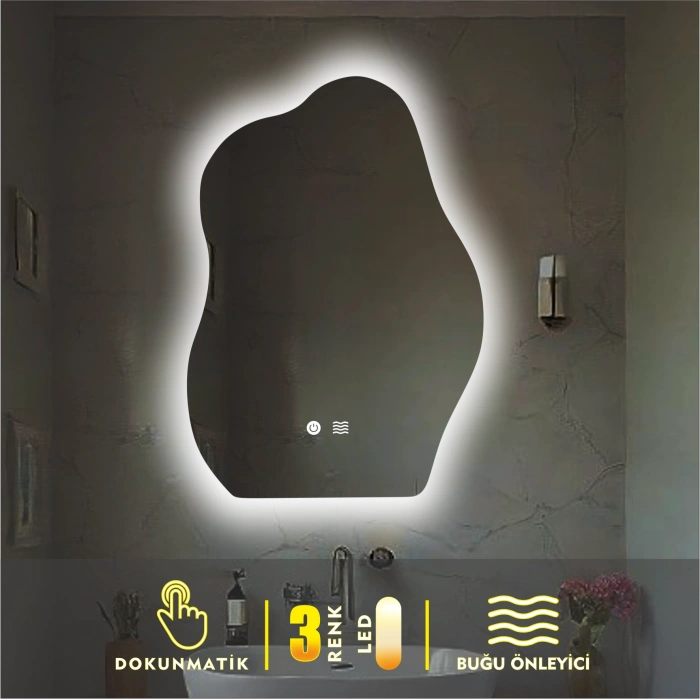 LED LIGHTED ASYMMETRIC MIRROR