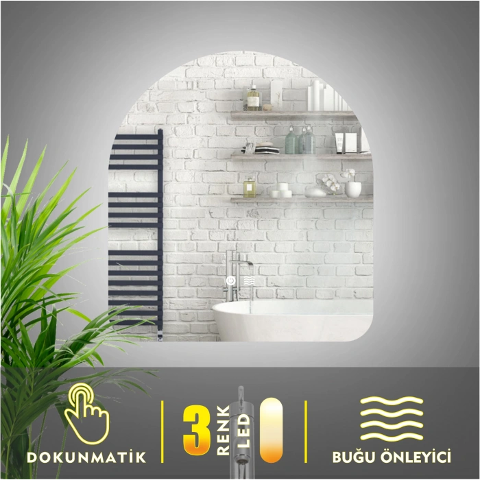 3 RENK IŞIK AYARLI DOKUNMATİK BUĞU ÖNLEYİCİ LEDLİ AYNA