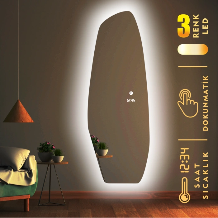 LED LIGHTED ASYMMETRICAL FULL-LENGTH MIRROR