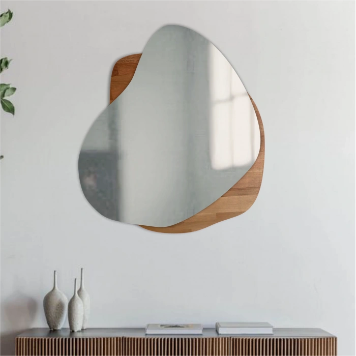 DOĞAL AHŞAP ZEMİNLİ ASİMETRİK AYNA