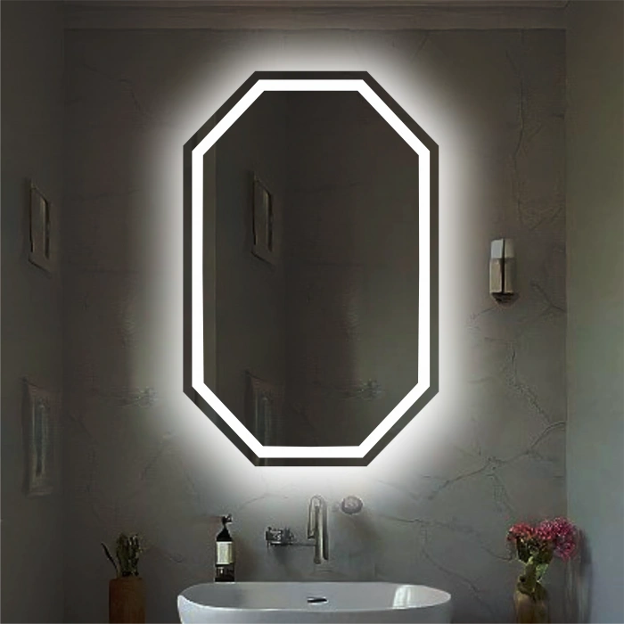 LASER SANDBLASTED LED OCTAGONAL MIRROR
