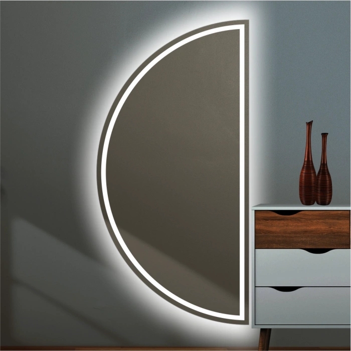 LASER SANDBLASTED SEMI-CIRCLE MIRROR