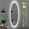 DİJİTAL SAATLİ VE 3 RENK IŞIK AYARLI DOKUNMATİK SENSÖRLÜ ELİPS LED BOY AYNA