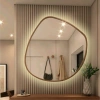 LED MIRROR WITH NATURAL WOODEN FRAME