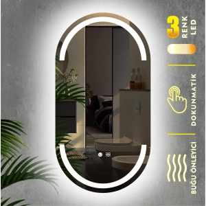 3 RENK IŞIK AYARLI DOKUNMATİK BUĞU ÖNLEYİCİ KUMLAMALI LEDLİ AYNA