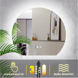 3 RENK IŞIK AYARLI DOKUNMATİK BUĞU ÖNLEYİCİ LEDLİ AYNA