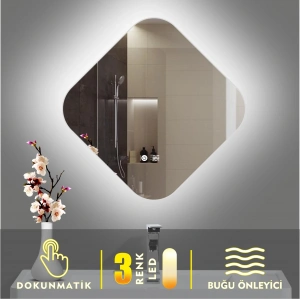 3 RENK IŞIK AYARLI DOKUNMATİK BUĞU ÖNLEYİCİ LEDLİ AYNA