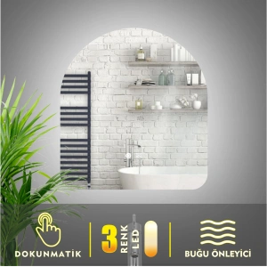 3 RENK IŞIK AYARLI DOKUNMATİK BUĞU ÖNLEYİCİ LEDLİ AYNA