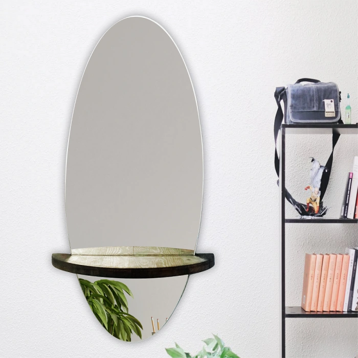 AHŞAP RAFLI ELİPS AYNA