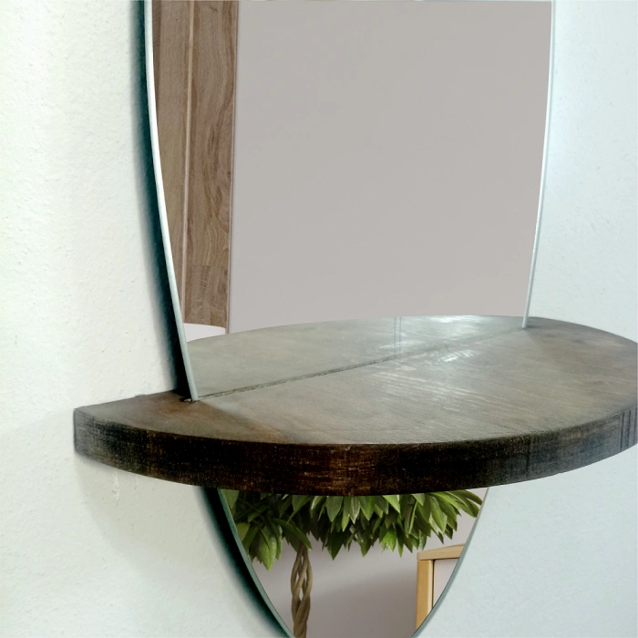 AHŞAP RAFLI ELİPS AYNA