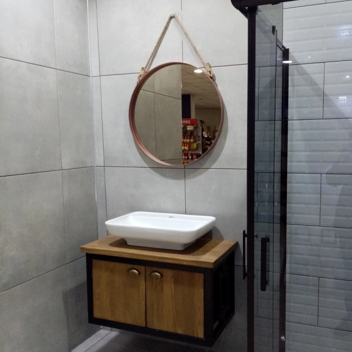 HALAT ASKILI METAL ÇERÇEVELİ AYNA