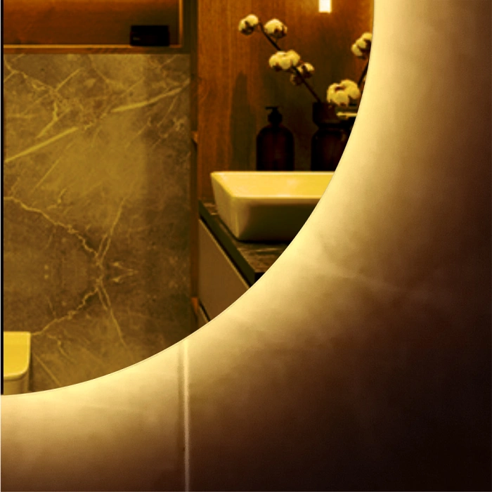 3 RENK IŞIK AYARLI DOKUNMATİK BUĞU ÖNLEYİCİ YUVARLAK LEDLİ AYNA