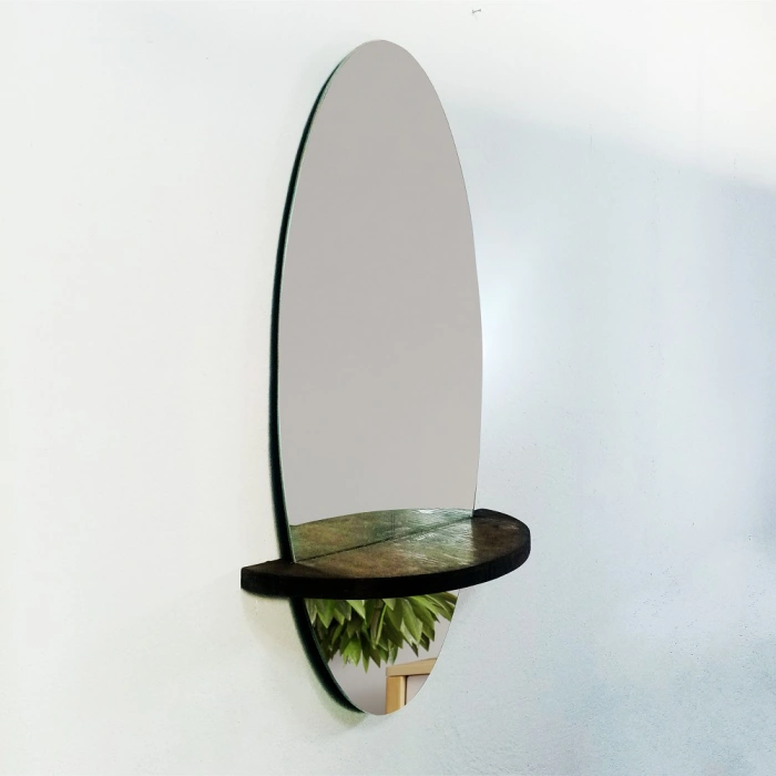 AHŞAP RAFLI ELİPS AYNA