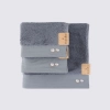 ECO COTTON PURE COTTON 3LÜ HAVLU SETİ %100 ORGANİK PAMUK BEZ BORDÜRLÜ NAKIŞLI GRİ