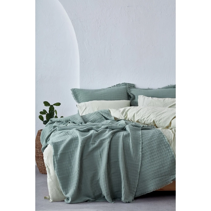 ECO COTTON ARMİNA Ç.K YATAK ÖRTÜSÜ YEŞİL 240X260 CM
