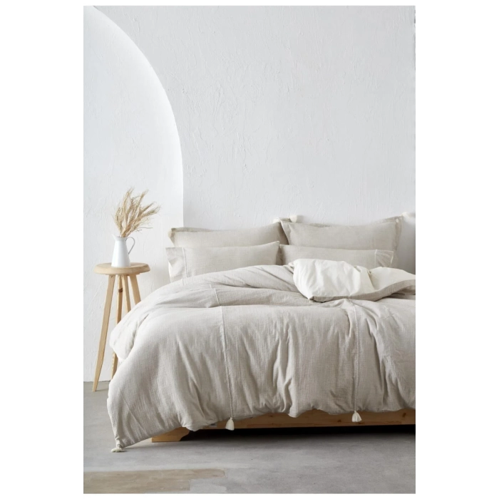 ECO COTTON DOĞA Ç.K NEVRESİM TAKIMI MÜSLİN BEJ 200X220 CM
