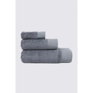 ECO COTTON PURE COTTON 3LÜ HAVLU SETİ %100 ORGANİK PAMUK BEZ BORDÜRLÜ NAKIŞLI GRİ