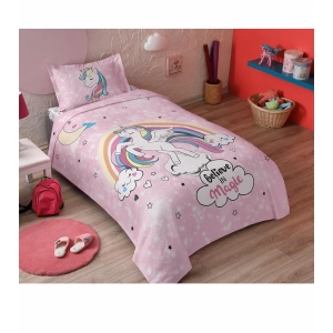 ÖZDİLEK PİKE TAKIMI RANFORCE TEK KİŞİLİK PEMBE UNICORN