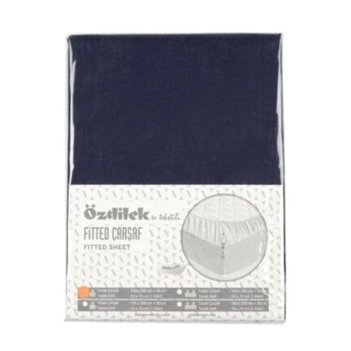 ÖZDİLEK ÇARŞAF FITTED YASTIKLI RANFORCE LACİVERT TRENDY ÇİFT KİŞİLİK 160*200