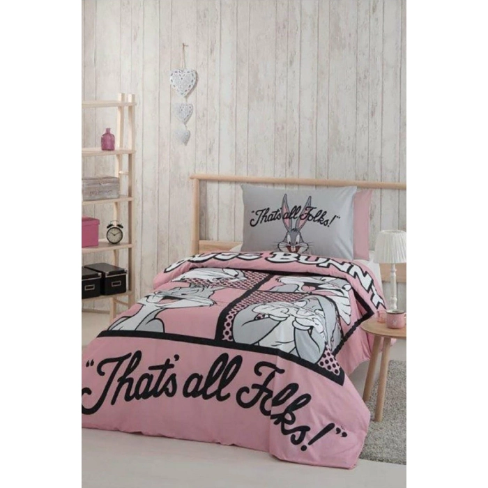 ÖZDİLEK NEVRESİM TAKIMI TEK KİŞİLİK PEMBE BUGGS BUNNY FOLKS