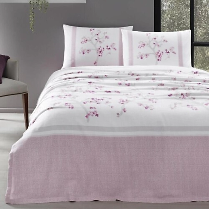 ÖZDİLEK NEVRESİM TAKIMI RANFORCE ÇİFT KİŞİLİK PEMBE FLORID