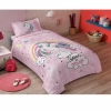 ÖZDİLEK PİKE TAKIMI RANFORCE TEK KİŞİLİK PEMBE UNICORN