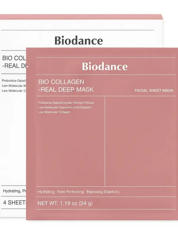 Biodance Hidrojel Gece Maskesi – Bio-Kolajen Derin Onarım Maskesi kutuda 4 tane jel maske