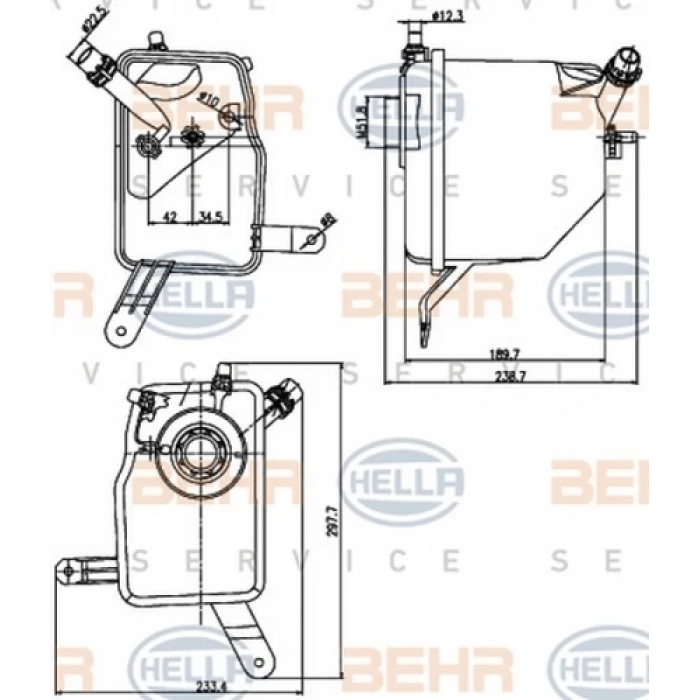 E60 61 63 64 2003 2010 Radyatör Yedek Su Deposu  (Oem No:17137542986)
