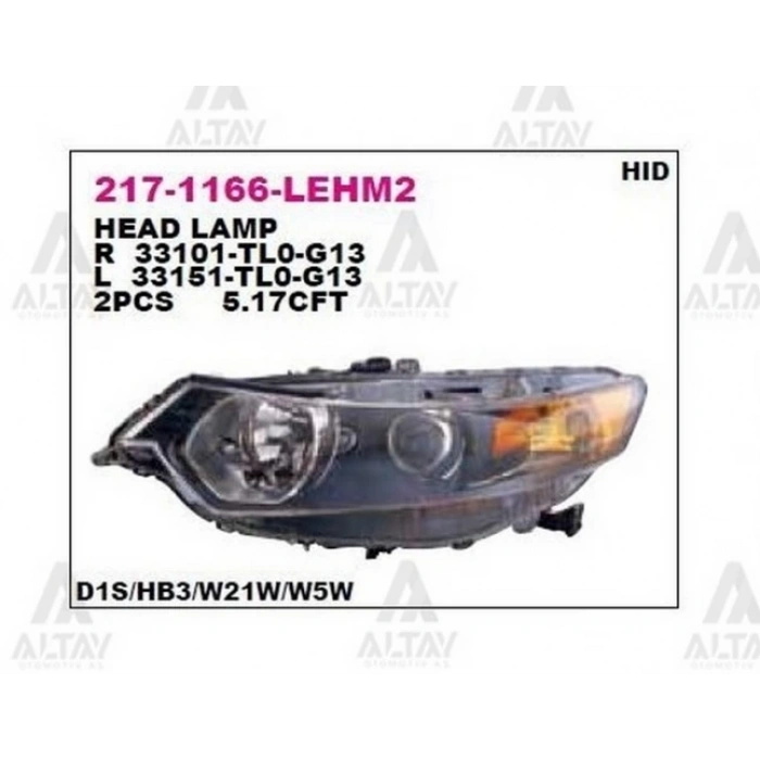 Honda Accord 2008-2011 Far Elektrikli Xenon Tip Sol (Oem No:217-1166L - Lehm2)