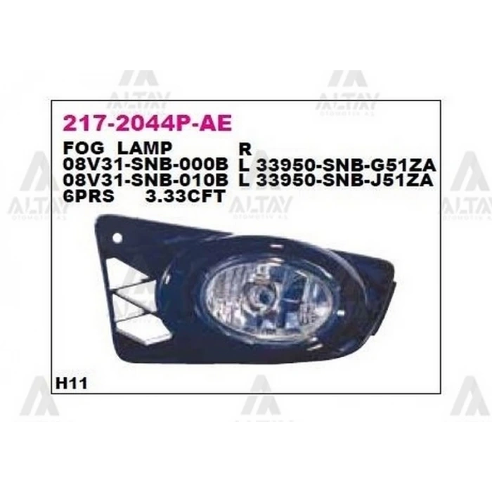 Sis Lambası Civic 2010-2012 Sedan Ön Sağ (Oem No:217-2044R-Ue) (Adet)