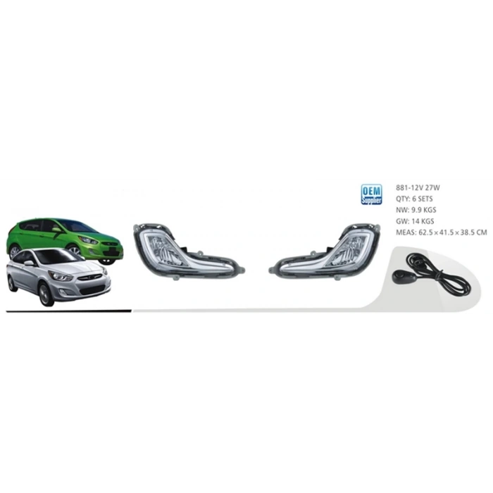 Sis Lambası Accent Blue 2011-2014 Set (Tesisatlı) Oem No: Hy-435F