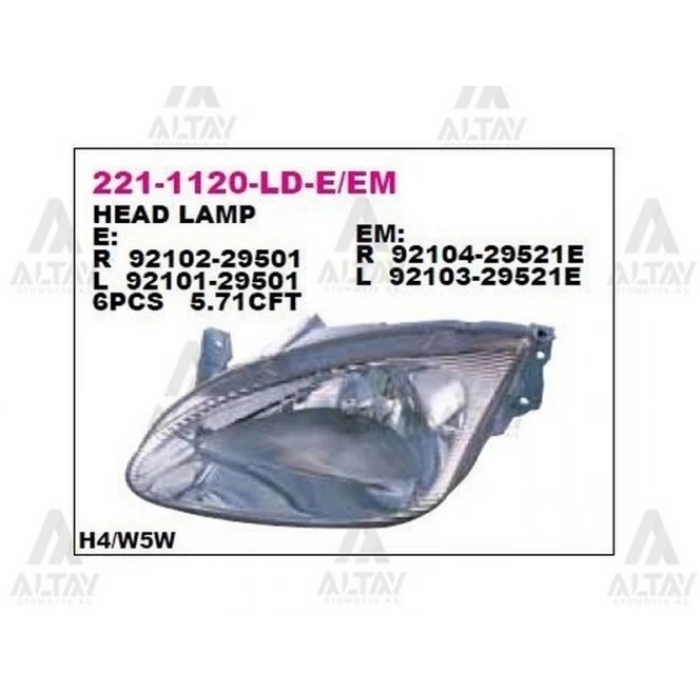 Far Elantra 1999-2001 Elektrikli Sağ (Oem No:221-1120R-Ld-Em) (Adet)