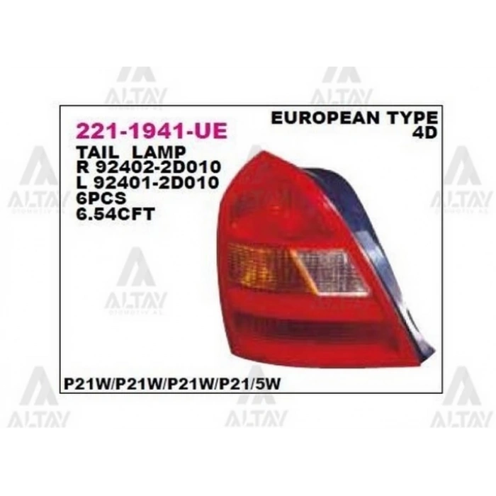 Stop Lambası Elantra 2002-2003 Sol (1 Adet) (Oem No: 221-1941L-Ue)