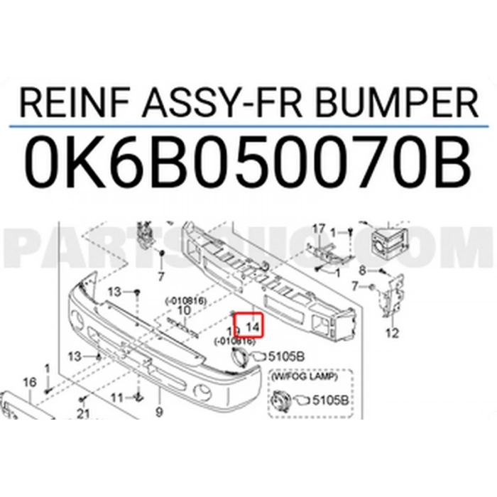 Tampon Demiri Bongo Ön 2002-2004 (Bongo 2) (1 Adet) (Oem No: 0K6B0-50-070B)