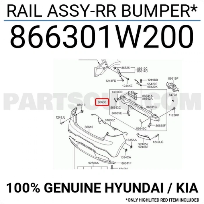 2012-2016 Kıa Rio Sd Arka Tampon Demiri (Bfn) (Oem No:866301W020)