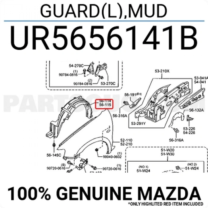 Çamurluk Davlumbazı Bt-50 2006 Sonrası  Ön Sol (Oem No:Ur56-56-141B) (Adet)