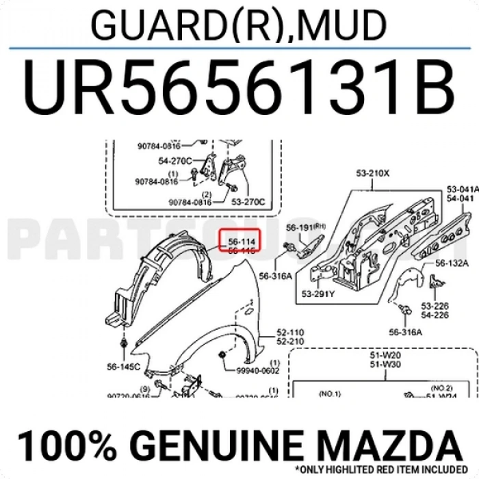 Çamurluk Davlumbazı Bt-50 2006 Sonrası  Ön Sağ (Oem No:Ur56-56-131B) (Adet)