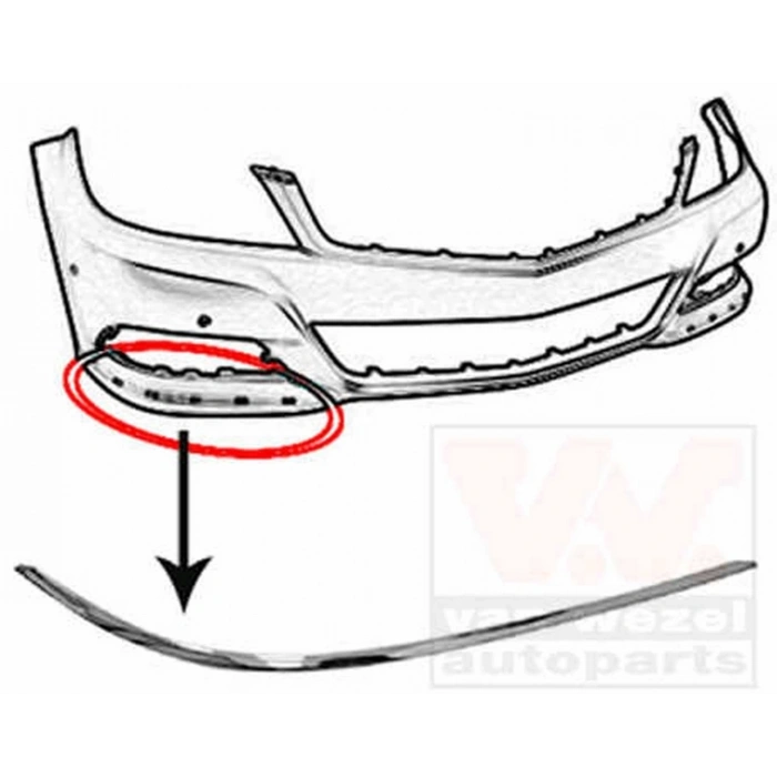 2011-2013 Mercedes C Class W204- Ön Tampon Alt Nikelajı Sağ Tw Oem No: 2048853821