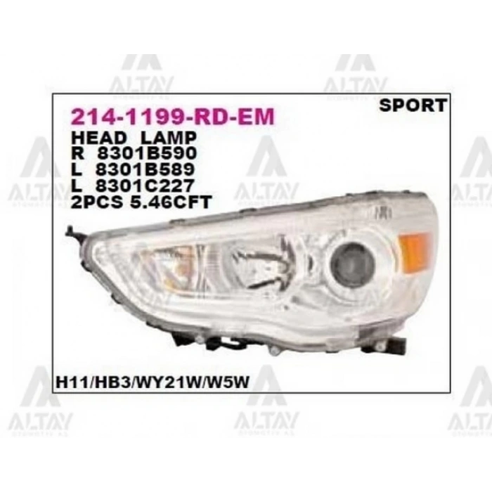 Mitsubishi Asx 2011-2015 Far Elektrikli Sol (Oem No: 8301B587)