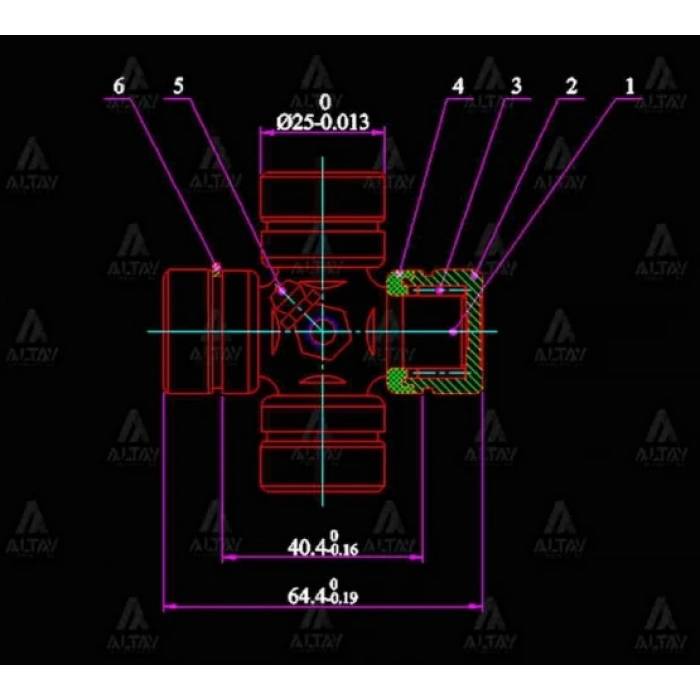 İstavroz Mafsal (Şaft) Carry  1990-1998  Damas (64Mm X 25Mm İçten Segman) (1 Adet) (Oem No: Gus-1)