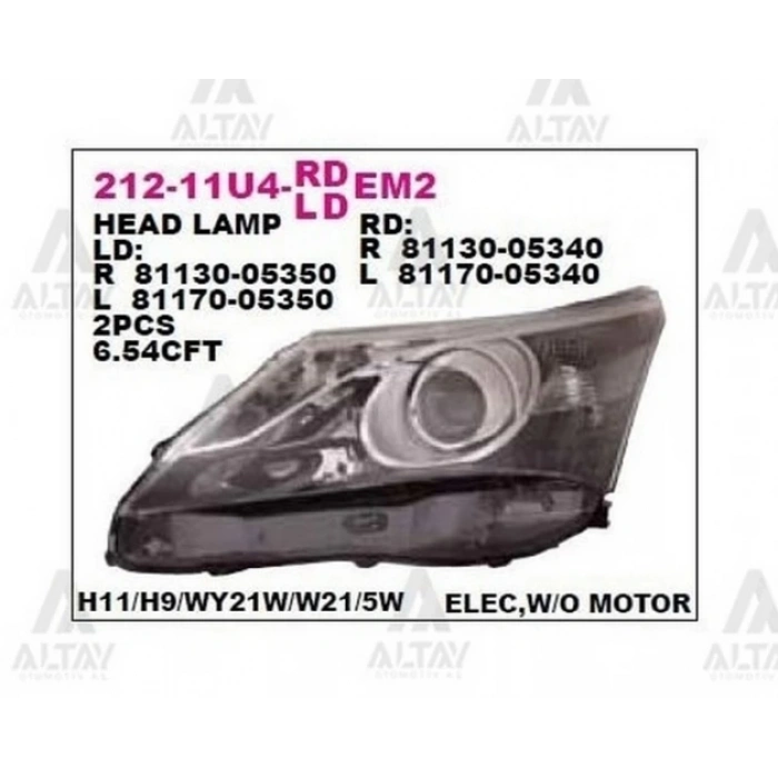 Far Avensis 2012-2015 Elektrikli Ledli Sol (1 Adet) (Oem No: 81170-05350)