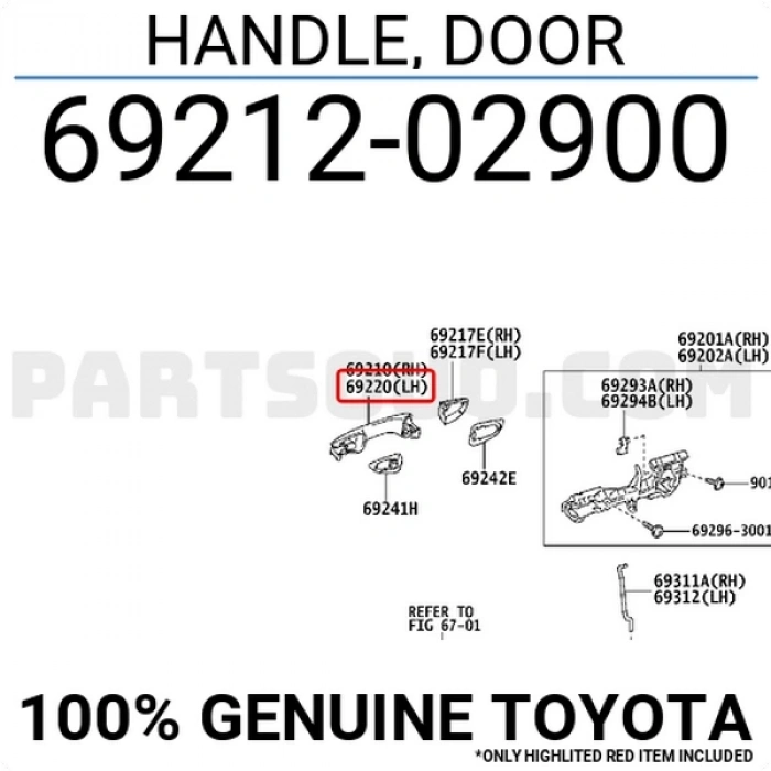 Kapı Kolu Corolla 2013-2018 Arka Dış Sol (Oem No:69212-02900) (Adet)