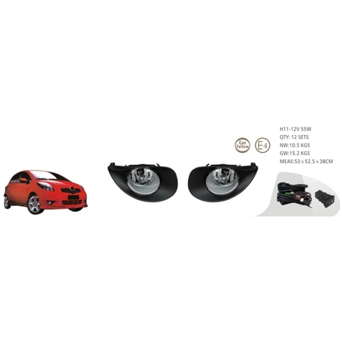 Sis Lambası Yaris 2006-2008 Set (Tesisat+Kapak) Oem No: Ty-014F