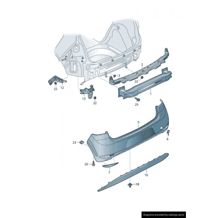 2017-2020 Volkswagen Golf 7 Karlık (Arka Tampon Altı)(Nikelaj Çıtasız)(Spoıler)(Bfn) (Oem No:5G6807568Q9B9)