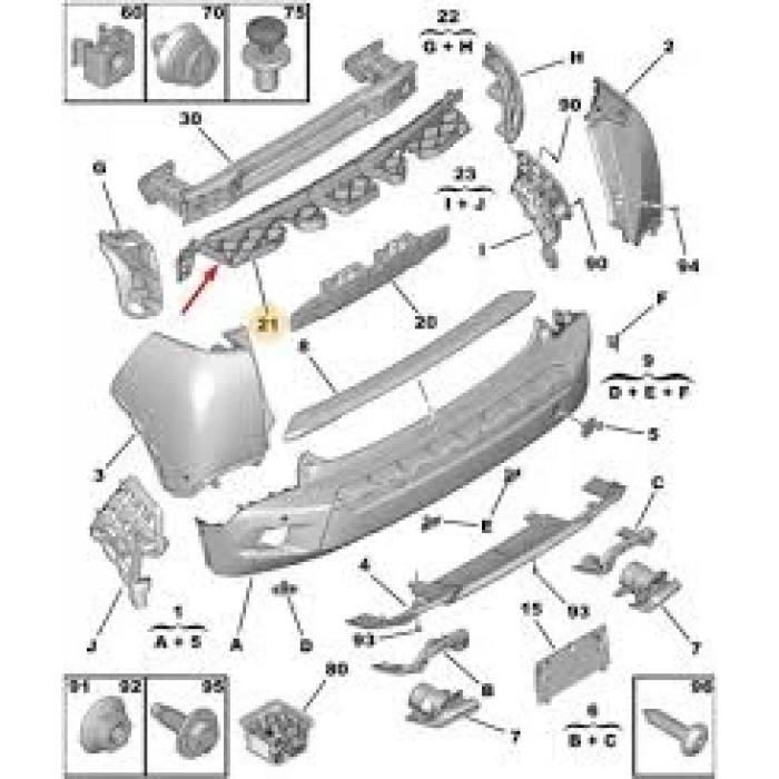 Arka Tampon Baglantı Ayak Psa 2008 B.M 2018- (Oem No: 9825842380)
