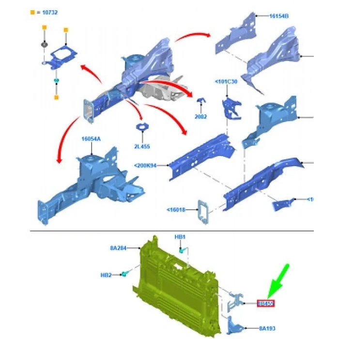 Braket - Radyatör  Izgarası Braket - Radyatör  Izgarası Ford Ecosport Cr6 2017 (Oem No: Gn15 8T235 Ae)