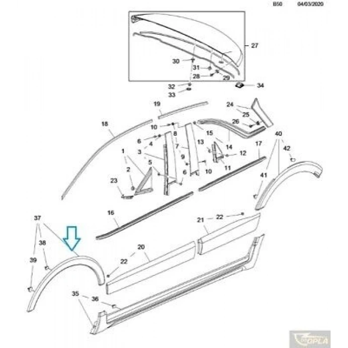 Çamurluk Dodiği Ön Sağ Sıyah Opel Crossland X Bm 17- (Oem No: Yq009413Xt)